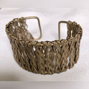 ANJU  Brown Braided Basketweave Cuff Bracelet